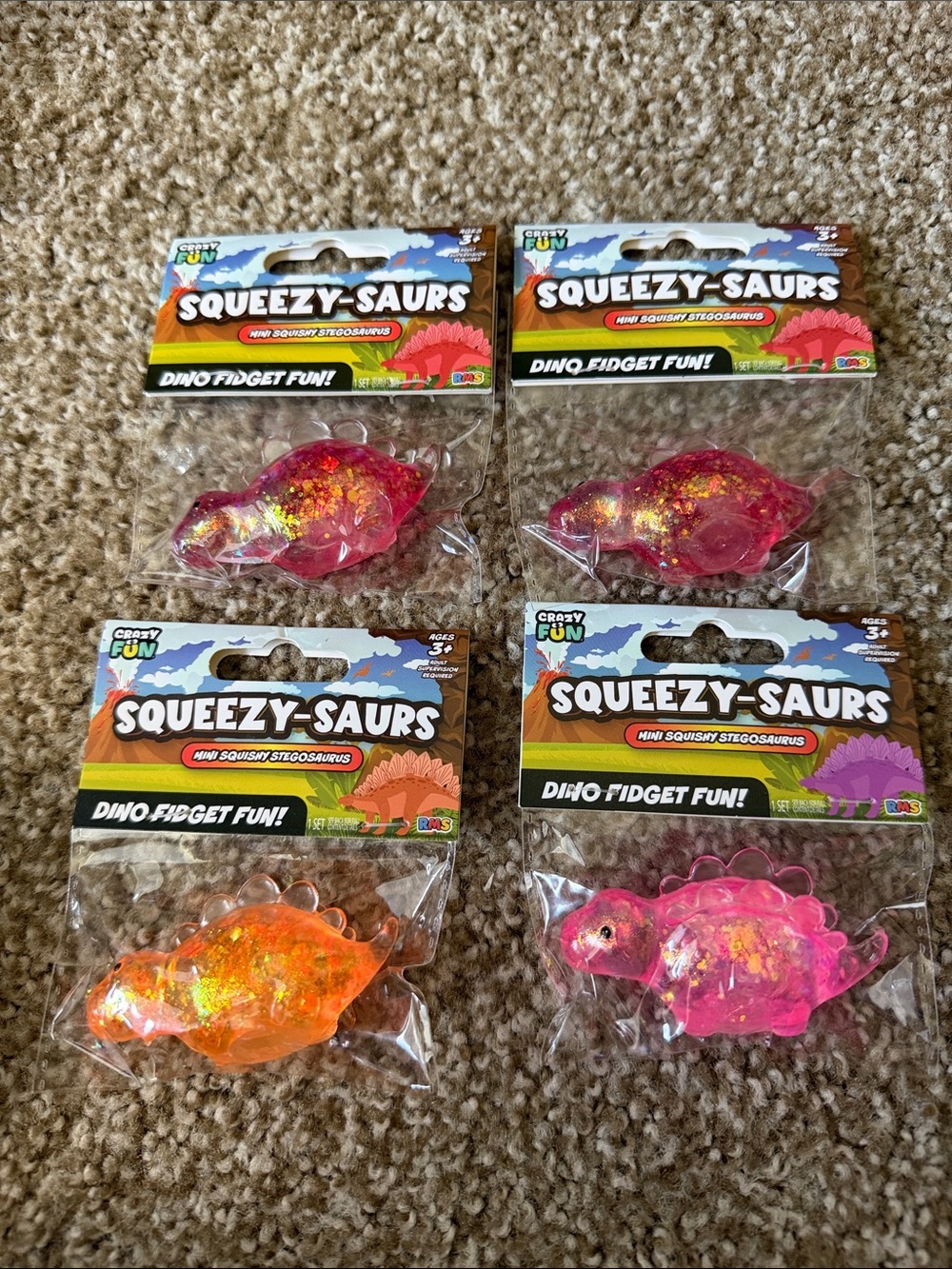 Crazy Fun Squeezy-Saurs Dino Fidget Toys - Multicolored